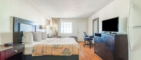 1 bedroom, desk, laptop workspace, iron/ironing board