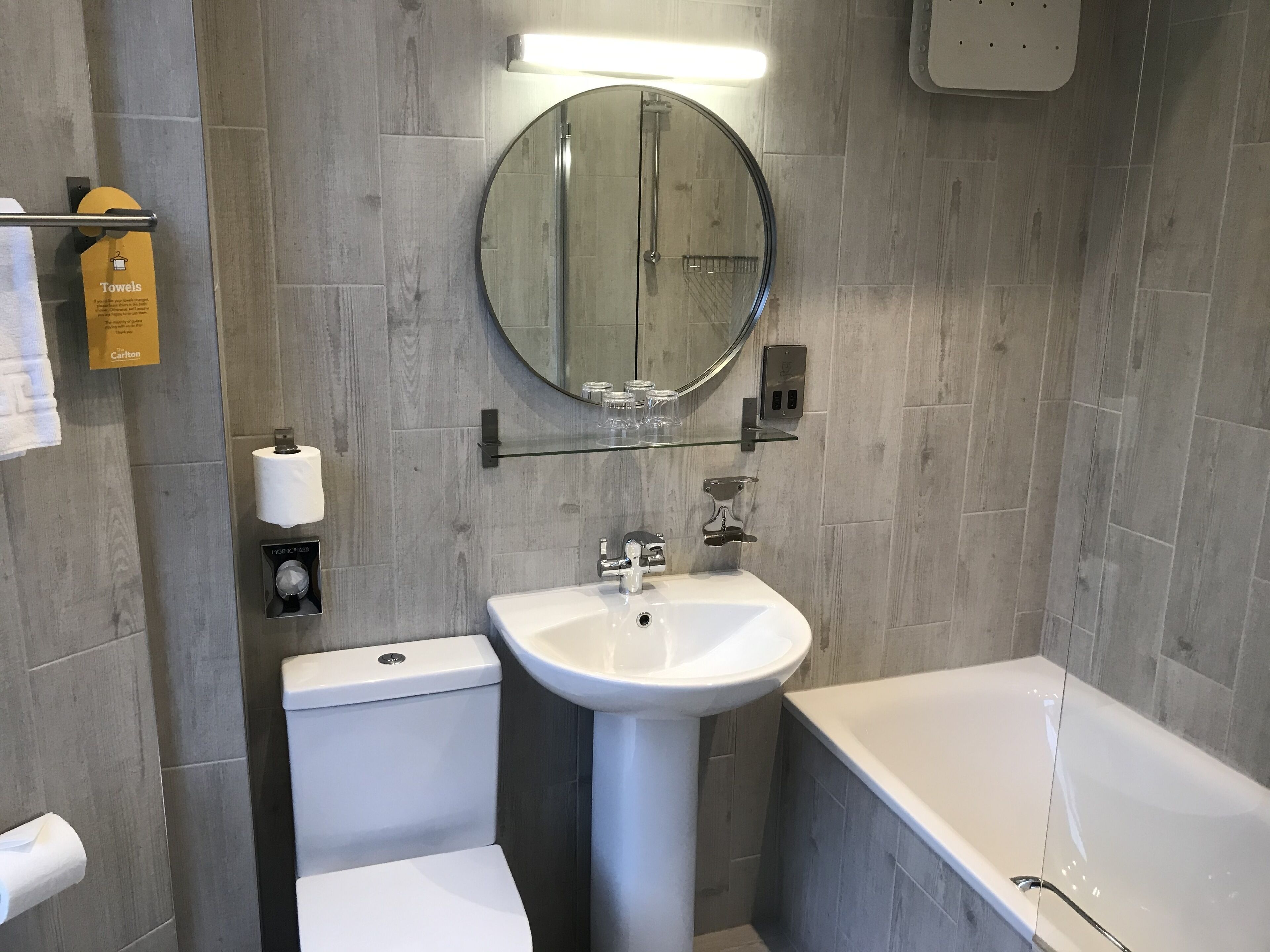 king room with sofa bed | bathroom | shower, free toiletries, hair dryer, towels