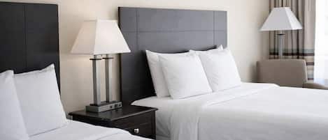 Desk, blackout drapes, soundproofing, iron/ironing board