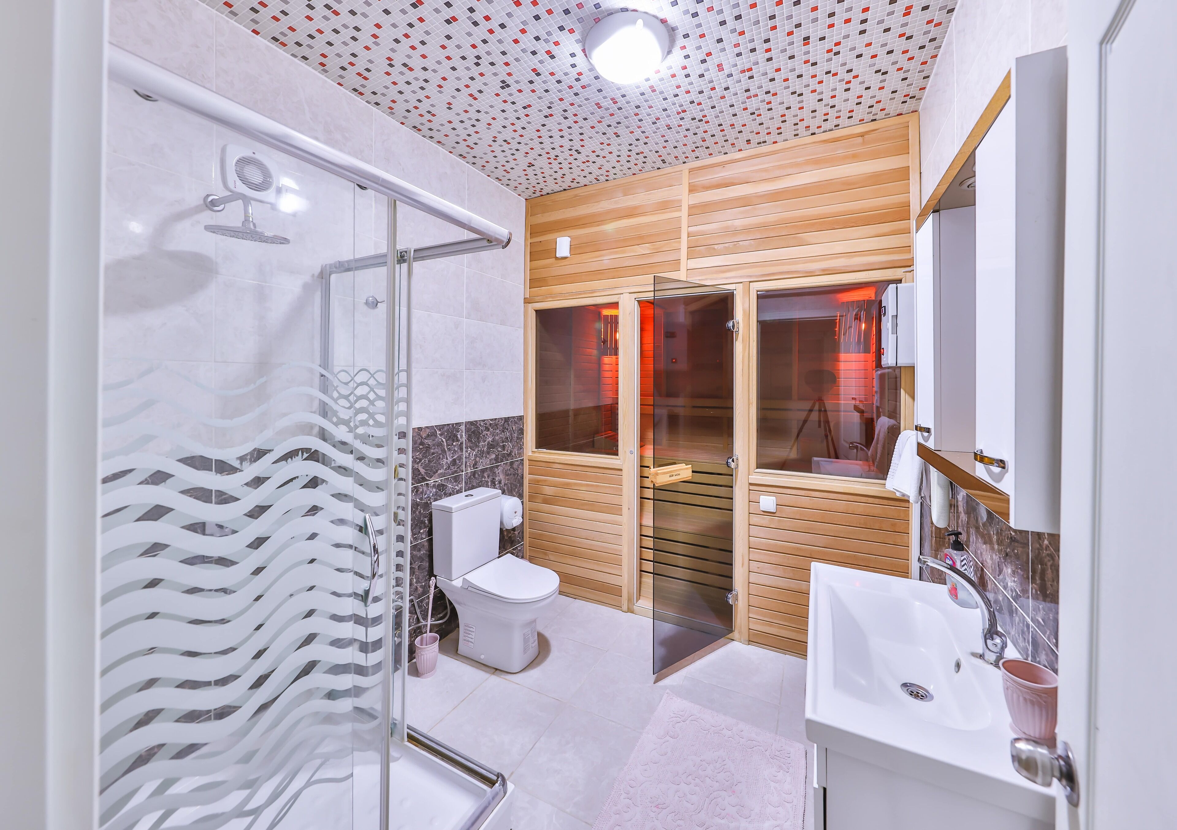 Villa, 2 Bedrooms, Sauna, Garden View | Bathroom | Separate bathtub and shower, spring water bathtub, hair dryer, towels