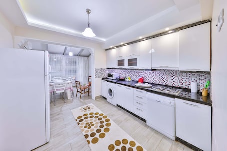 Villa, 2 Bedrooms, Sauna, Garden View | Private kitchen | Full-size fridge, stovetop, coffee/tea maker, electric kettle