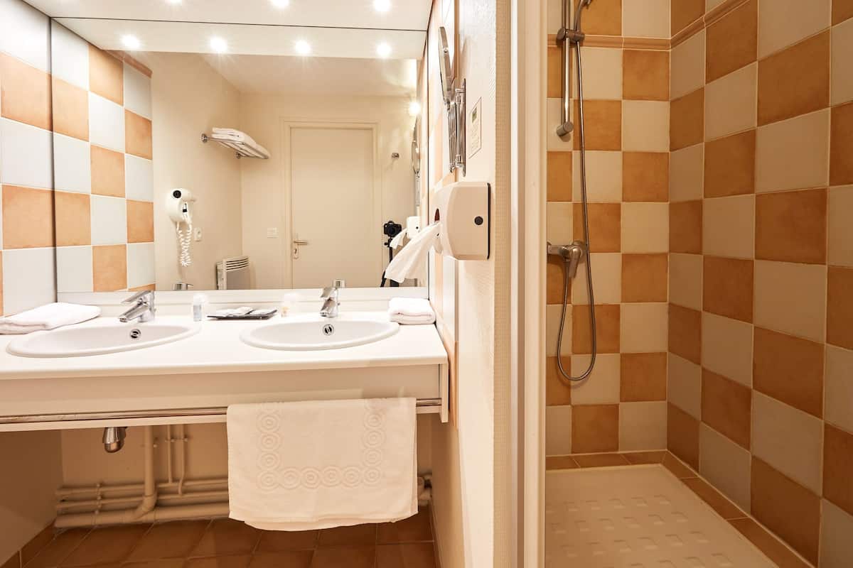 double room | bathroom | hair dryer, towels