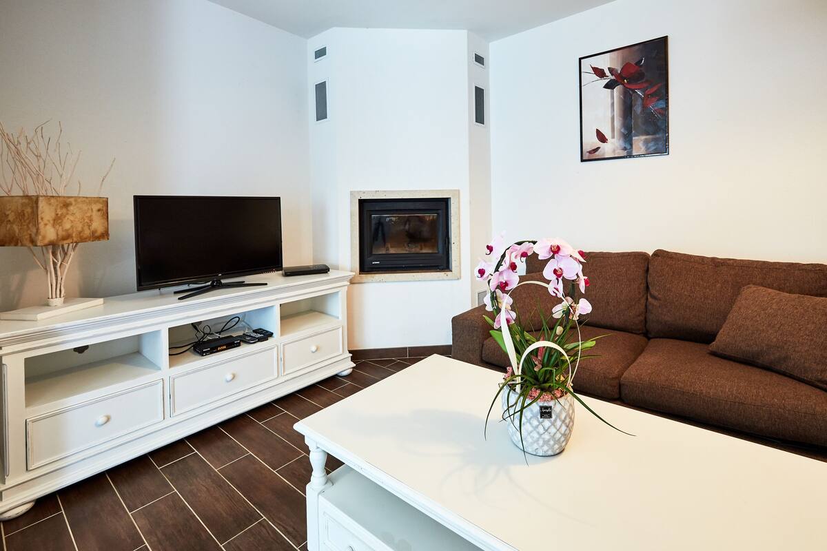 standard apartment, ground floor | living area | flat-screen tv