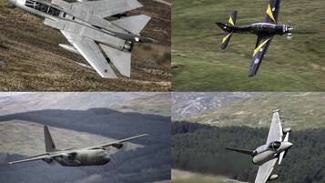 Un montage de quatre avions différents en vol.