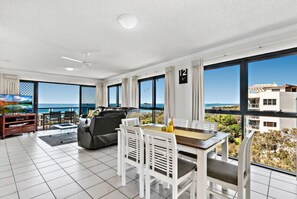 3 Bedroom Ocean View with access to Private Roof Top | Living area | Flat-screen TV, DVD player - San Marino By The Sea Apartments (Marcoola)