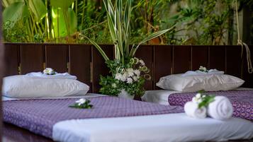 Outdoor treatment area, body treatments, aromatherapy
