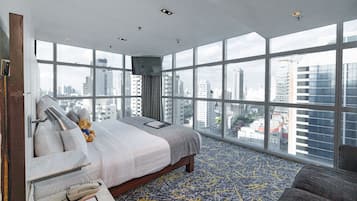 Pillow-top beds, minibar, in-room safe, desk
