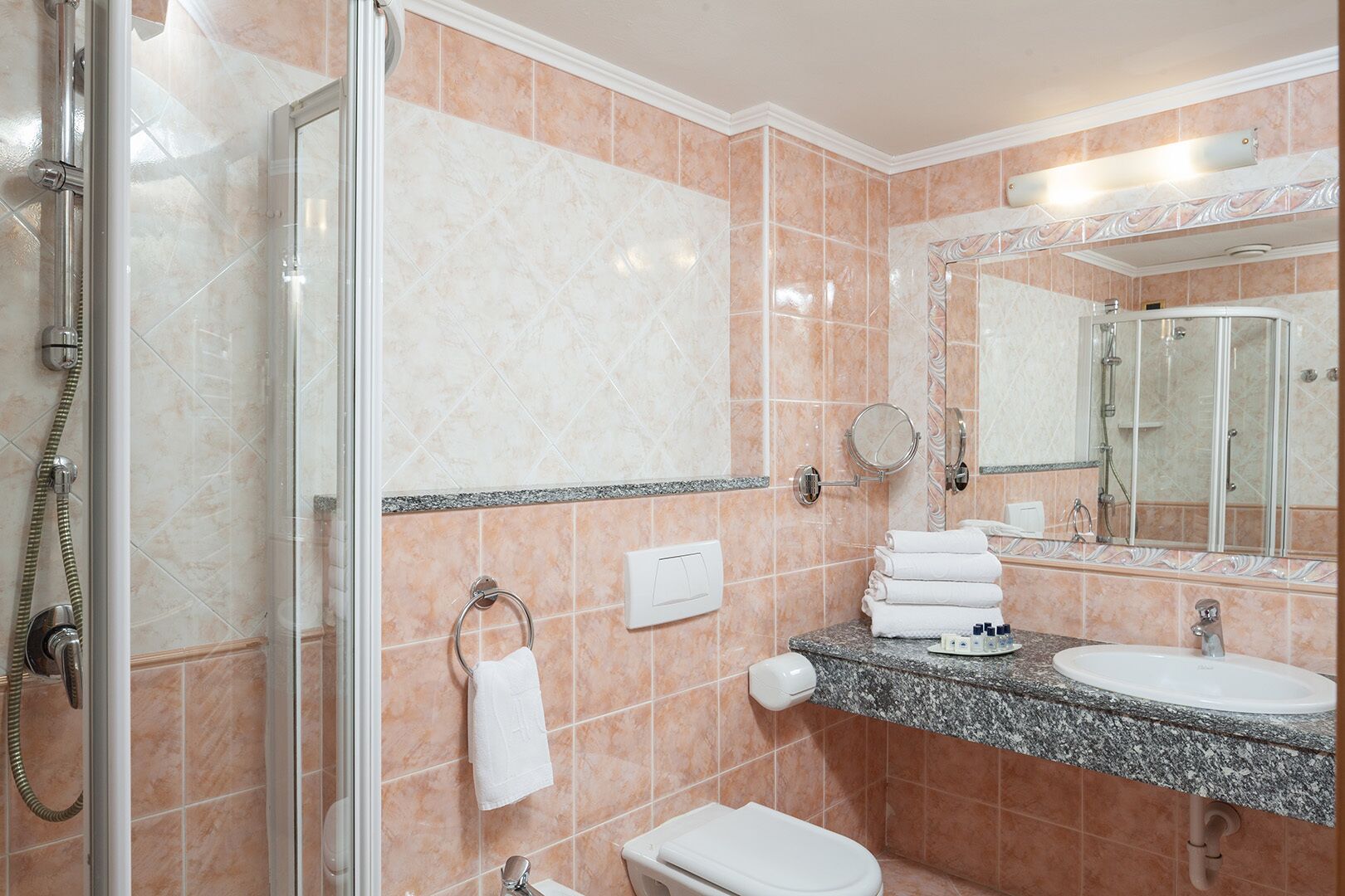 free toiletries, hair dryer, bathrobes, slippers