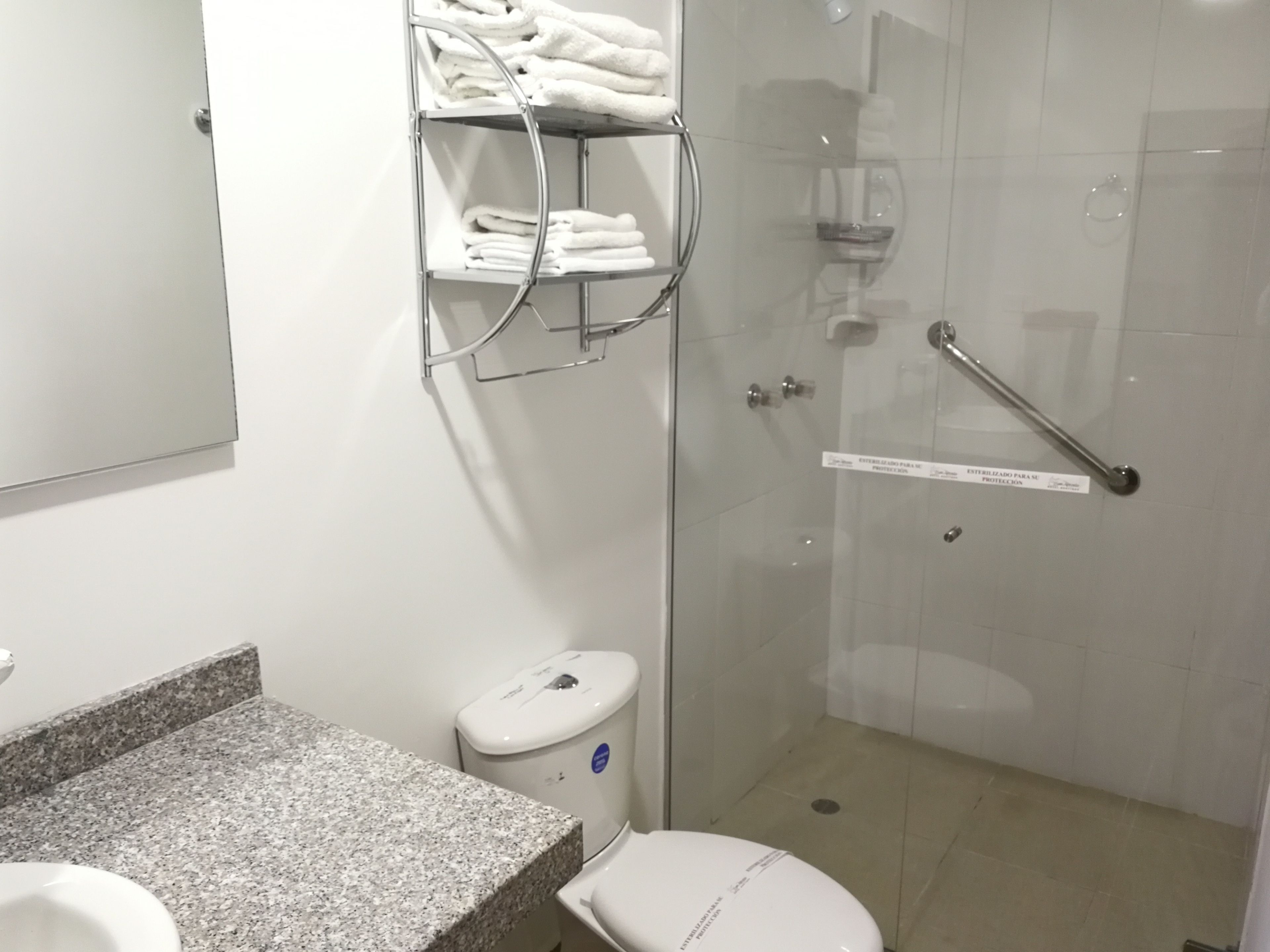 free toiletries, hair dryer, towels