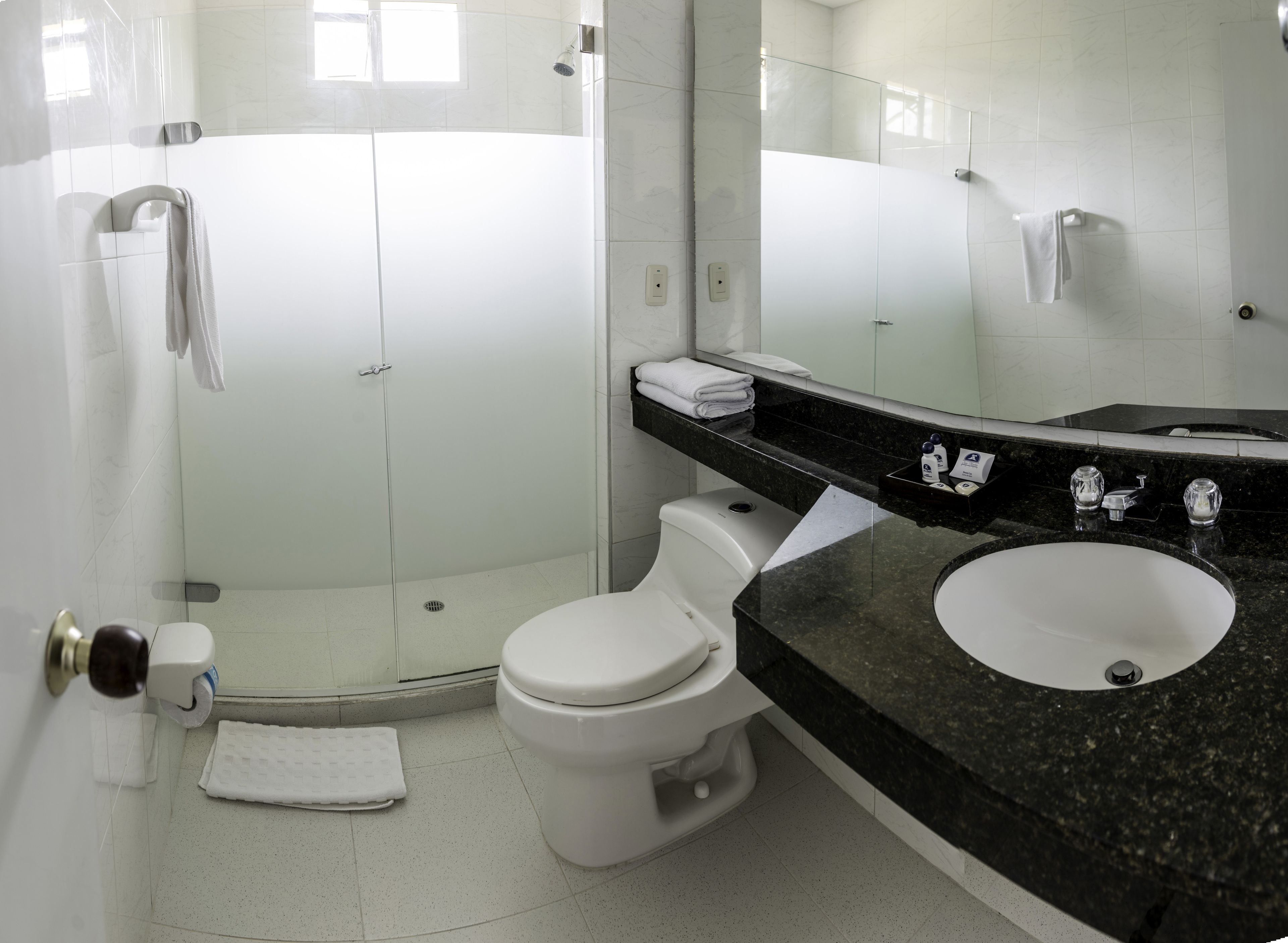 shower, rainfall showerhead, free toiletries, hair dryer