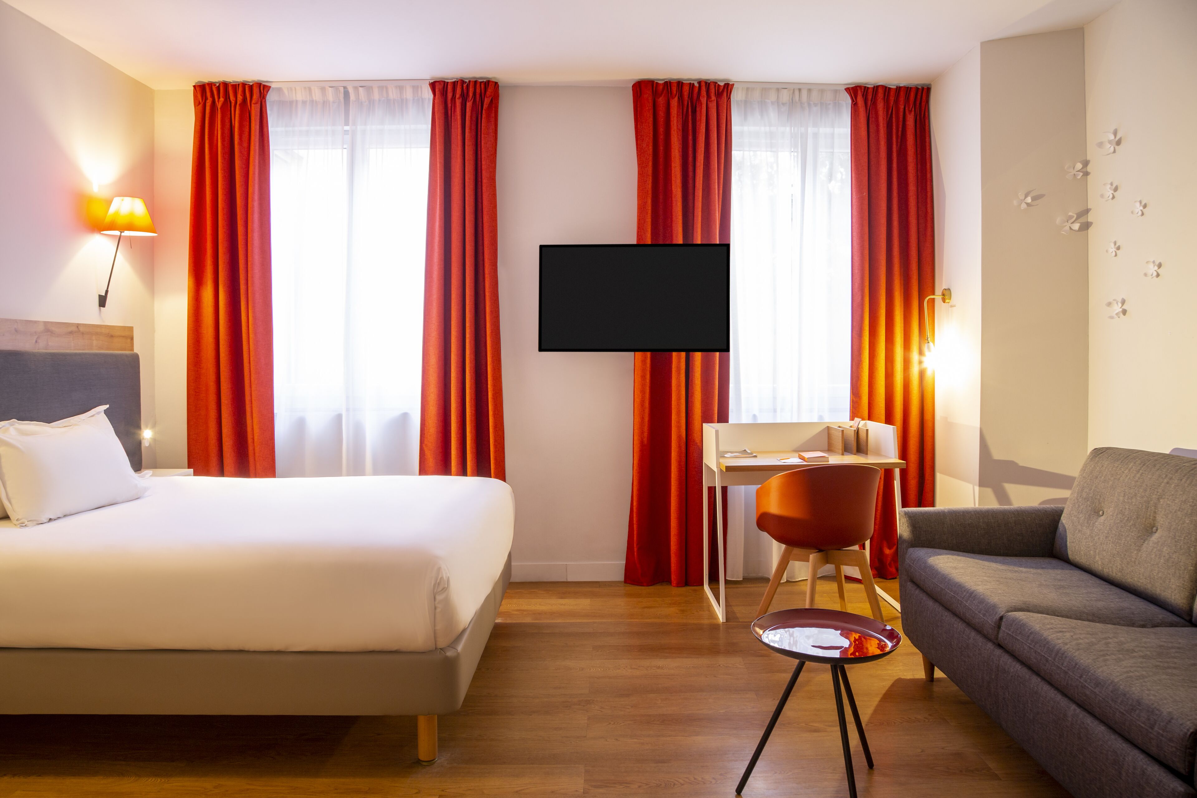 Premium bedding, desk, soundproofing, iron/ironing board