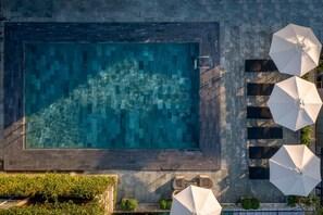 Seasonal outdoor pool, open 7:00 AM to 9:00 PM, pool umbrellas - Rosaleen Boutique Hotel (Hue)