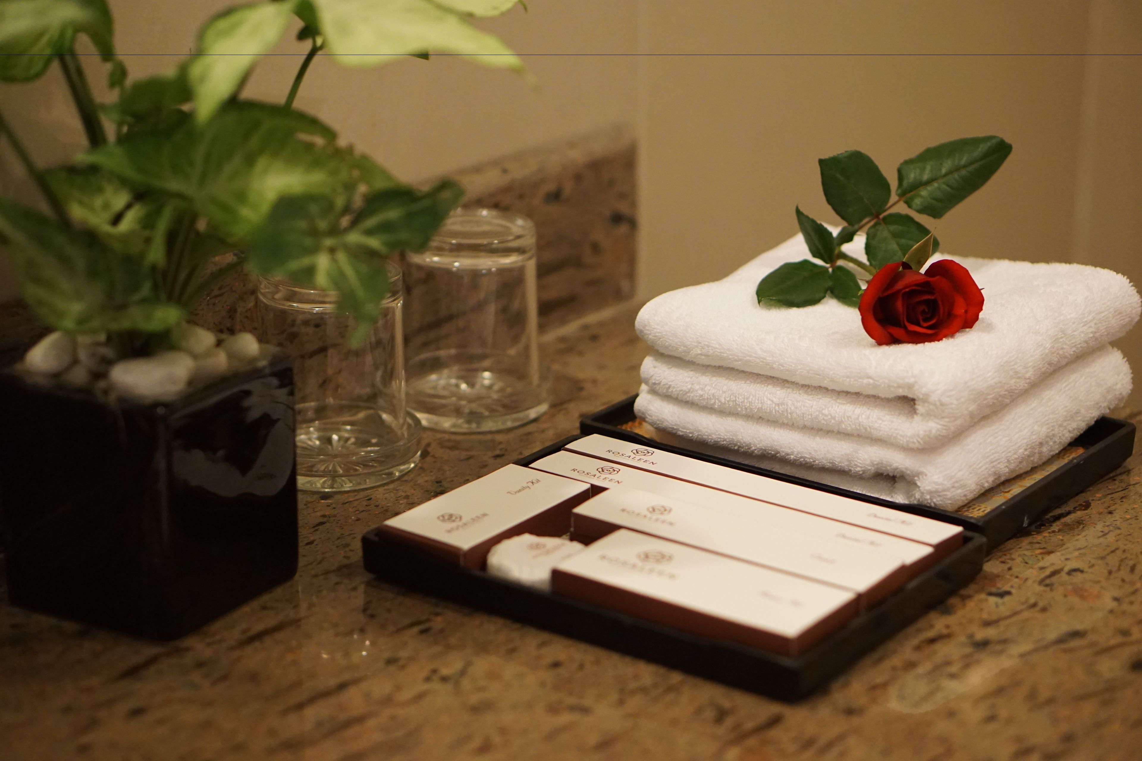 rainfall showerhead, free toiletries, hair dryer, bathrobes