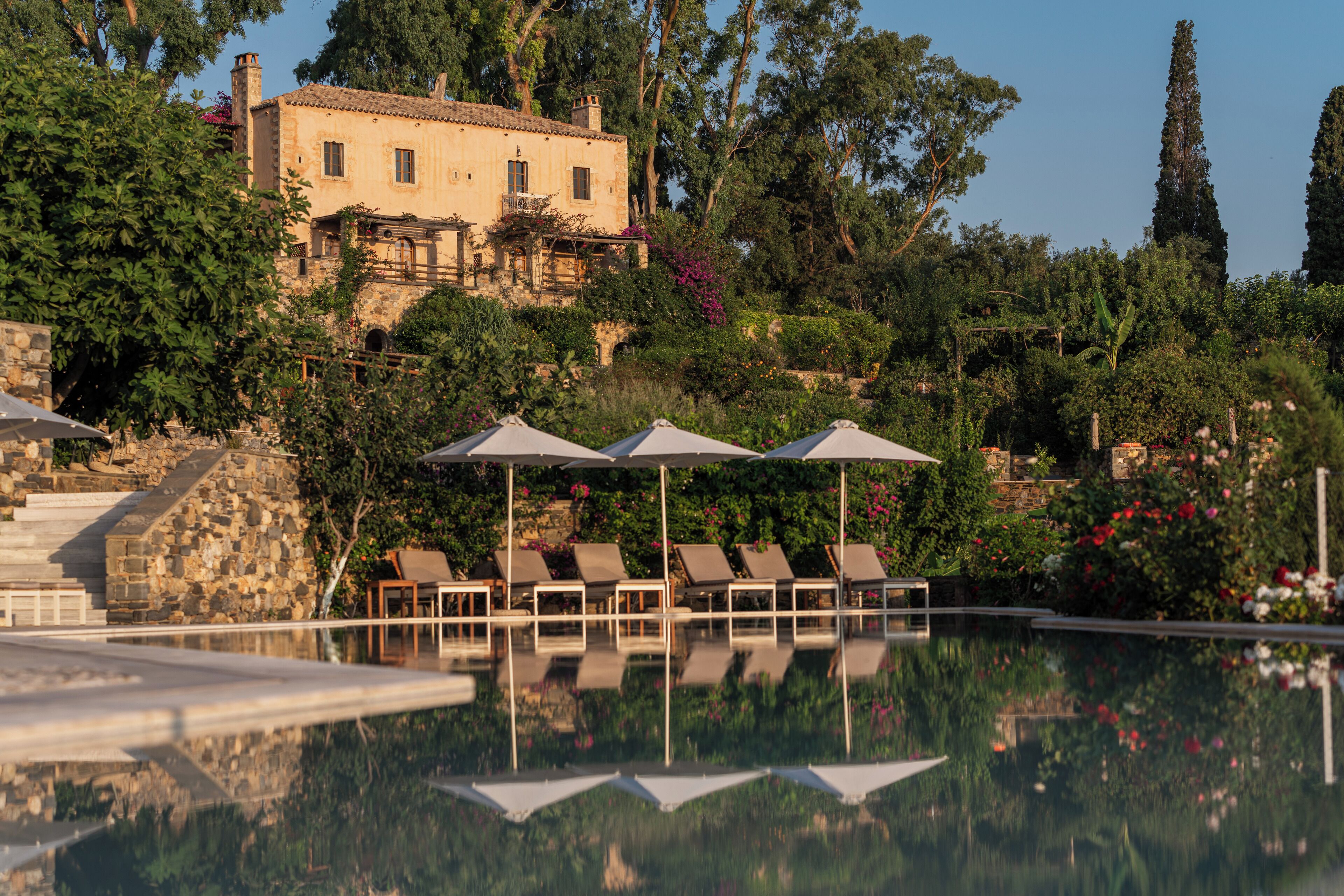 2 outdoor pools, pool umbrellas, pool loungers