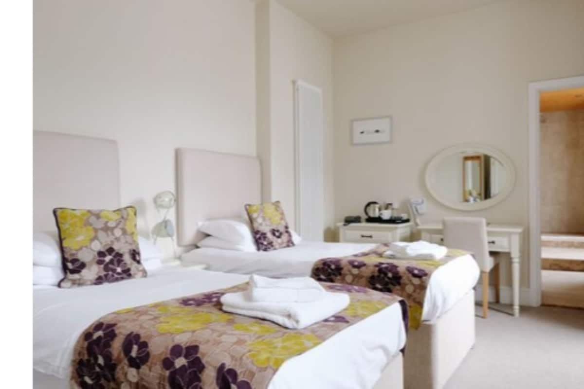 Habitación estándar con 2 camas individuales | Tabla de planchar con plancha, wifi gratis y ropa de cama