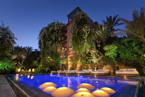 Seasonal outdoor pool, pool umbrellas, pool loungers