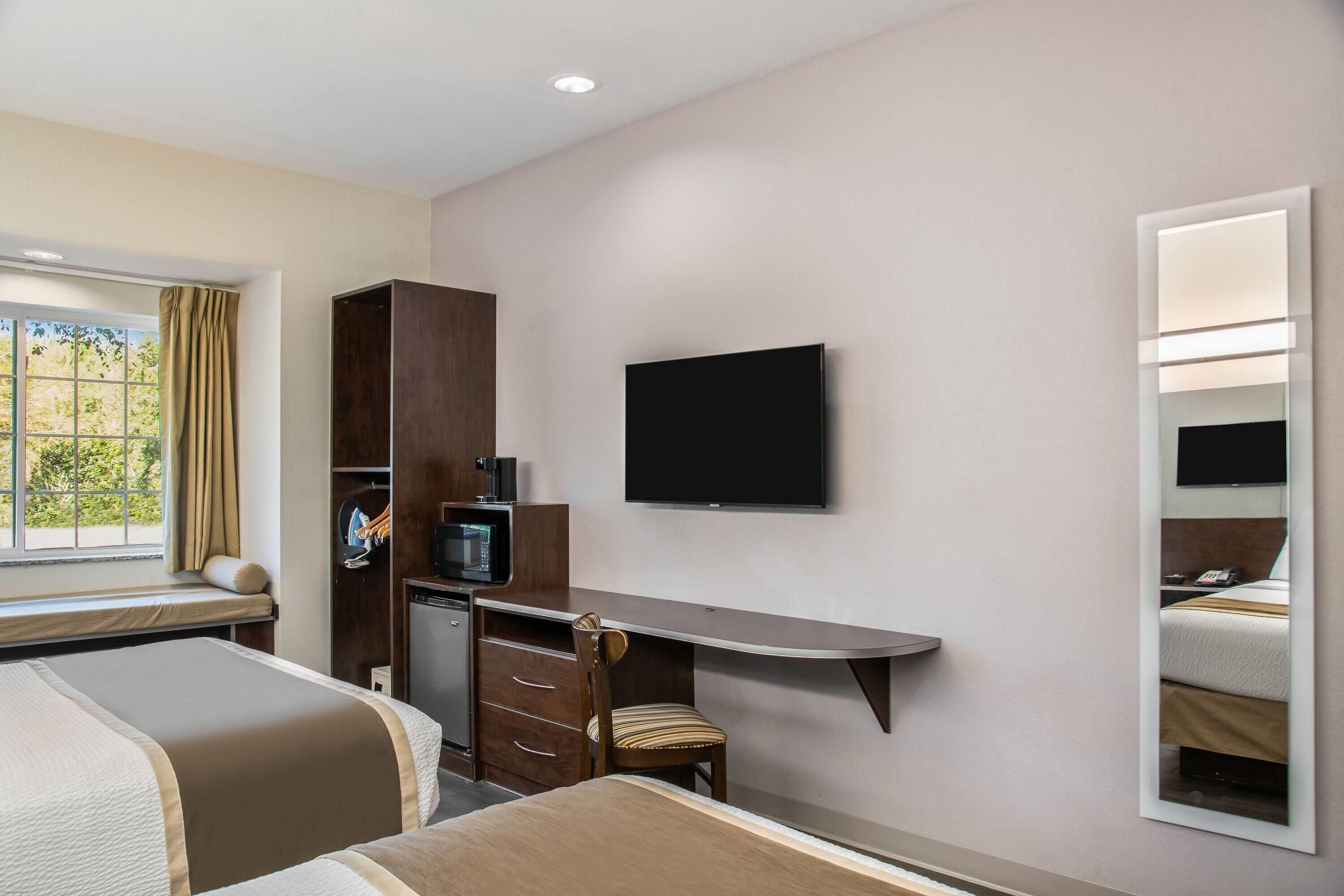 Standard Room, 2 Queen Beds, Accessible | In-room safe, desk, laptop workspace, iron/ironing board