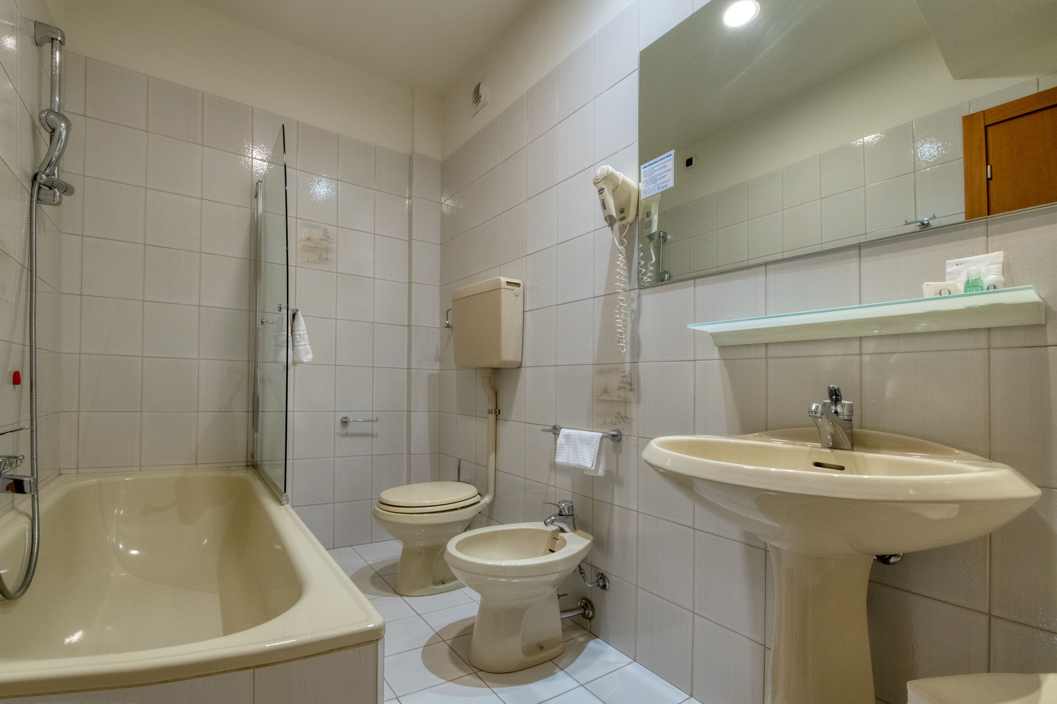 standard double or twin room | bathroom | shower, free toiletries, hair dryer, bidet