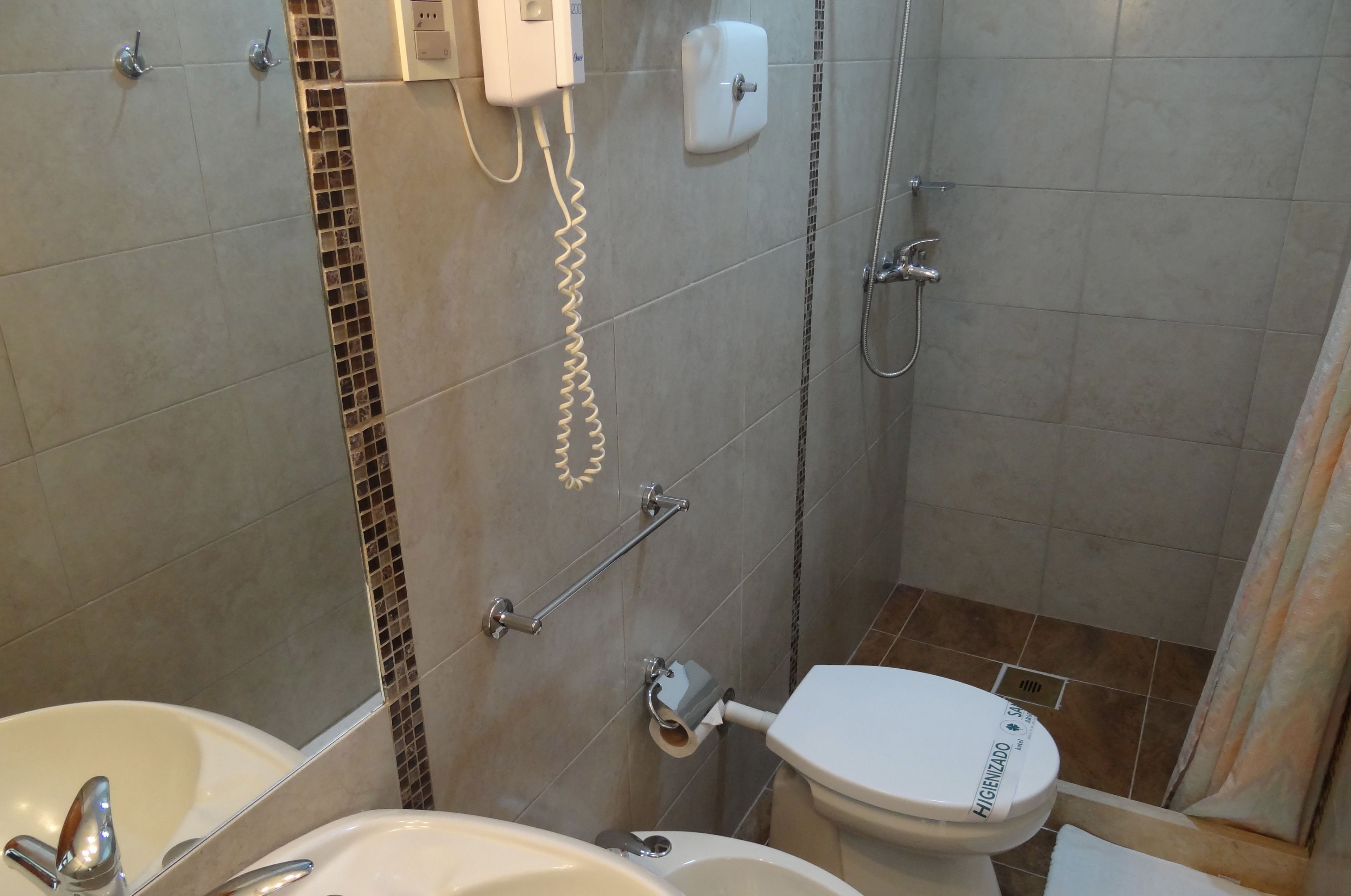shower, free toiletries, hair dryer, bidet