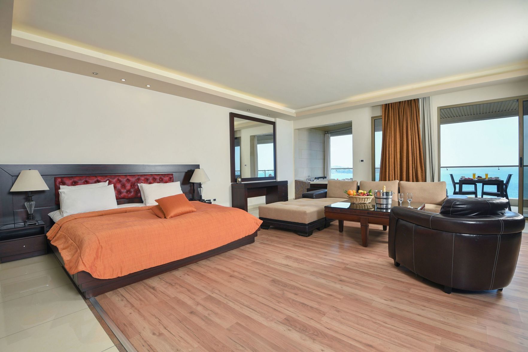 Select Comfort beds, minibar, in-room safe, desk