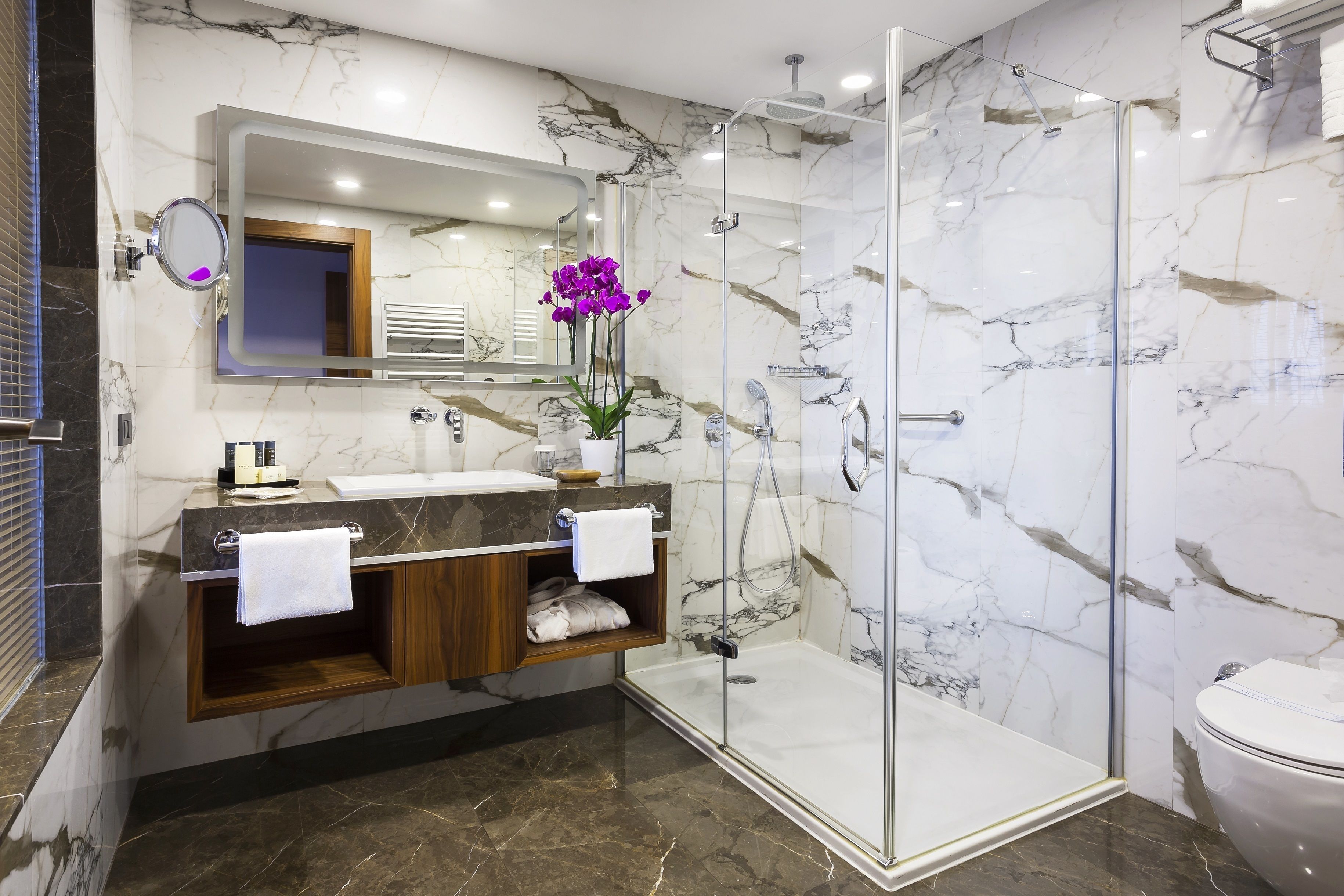 free toiletries, hair dryer, slippers, towels