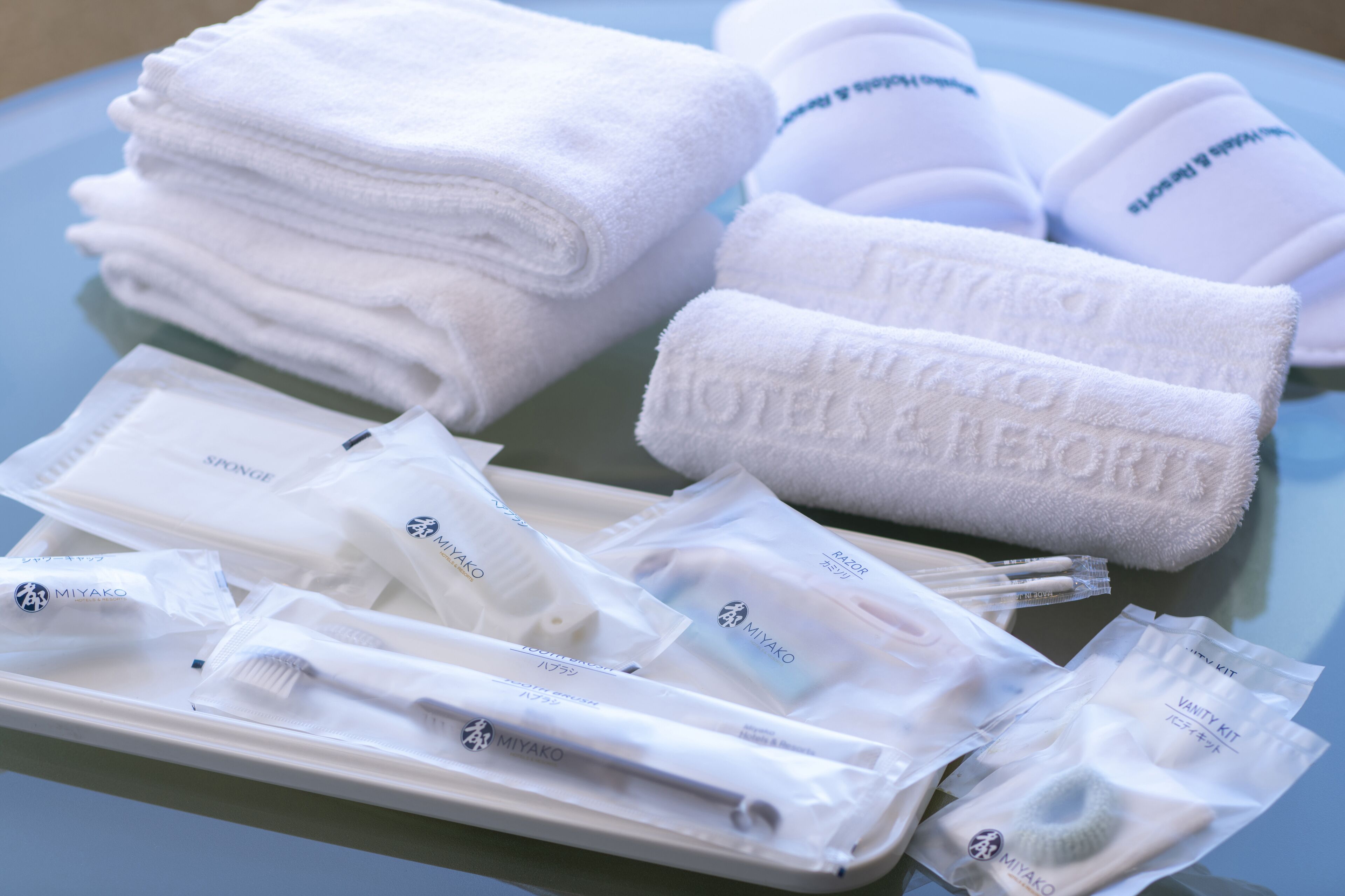 combined shower/bathtub, free toiletries, hair dryer, slippers