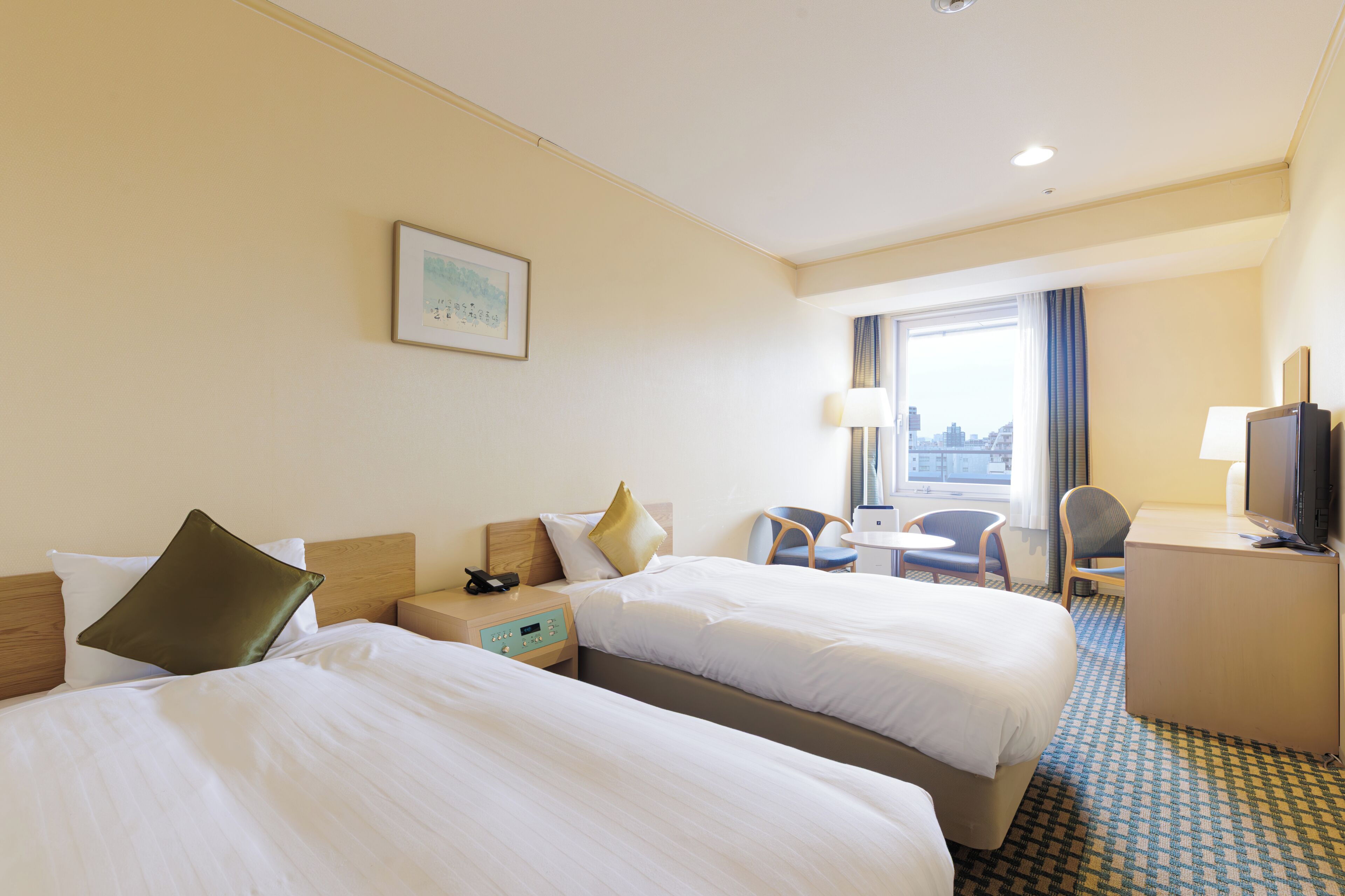 Desk, free WiFi, bed sheets