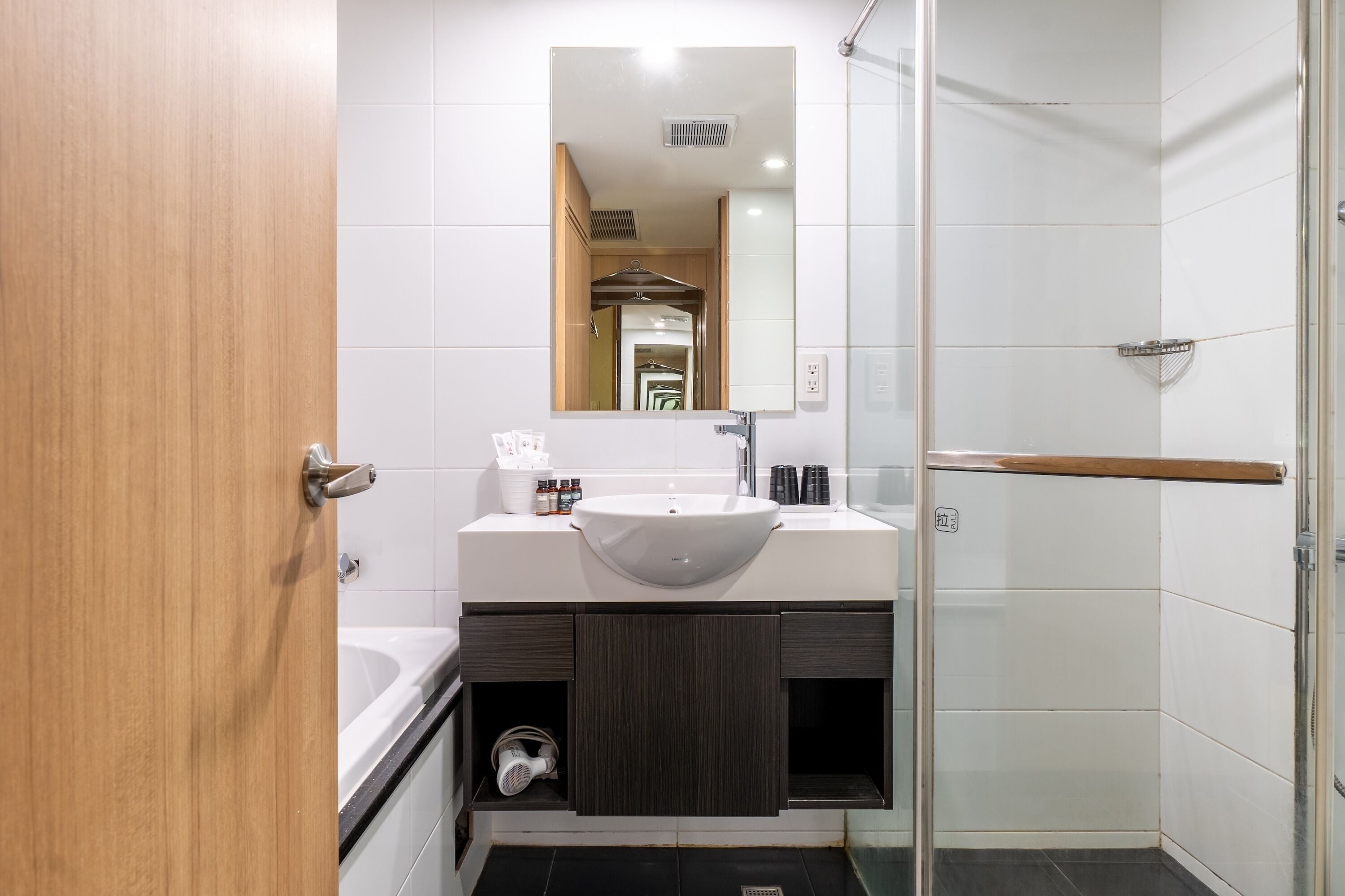 standard twin room, no windows | bathroom | shower, rainfall showerhead, hair dryer, towels