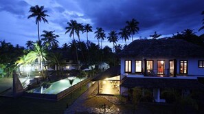 Outdoor pool, pool umbrellas