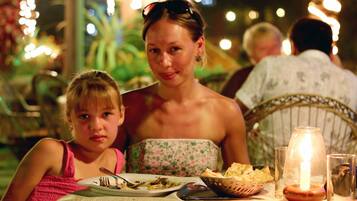 Breakfast, lunch, dinner served; pool views