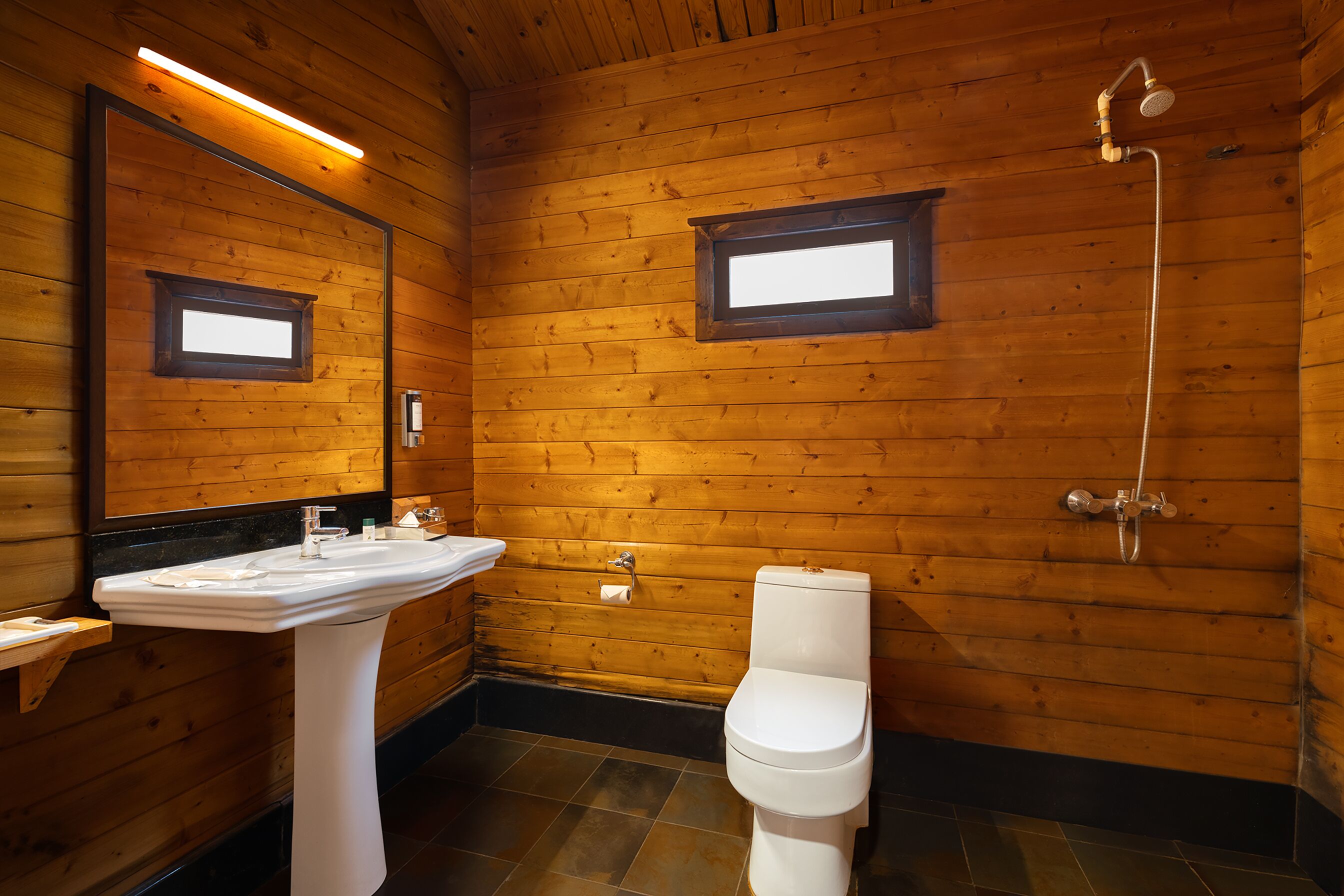 suite, 1 king bed, garden view (chalets) | bathroom | shower, free toiletries, hair dryer, bathrobes