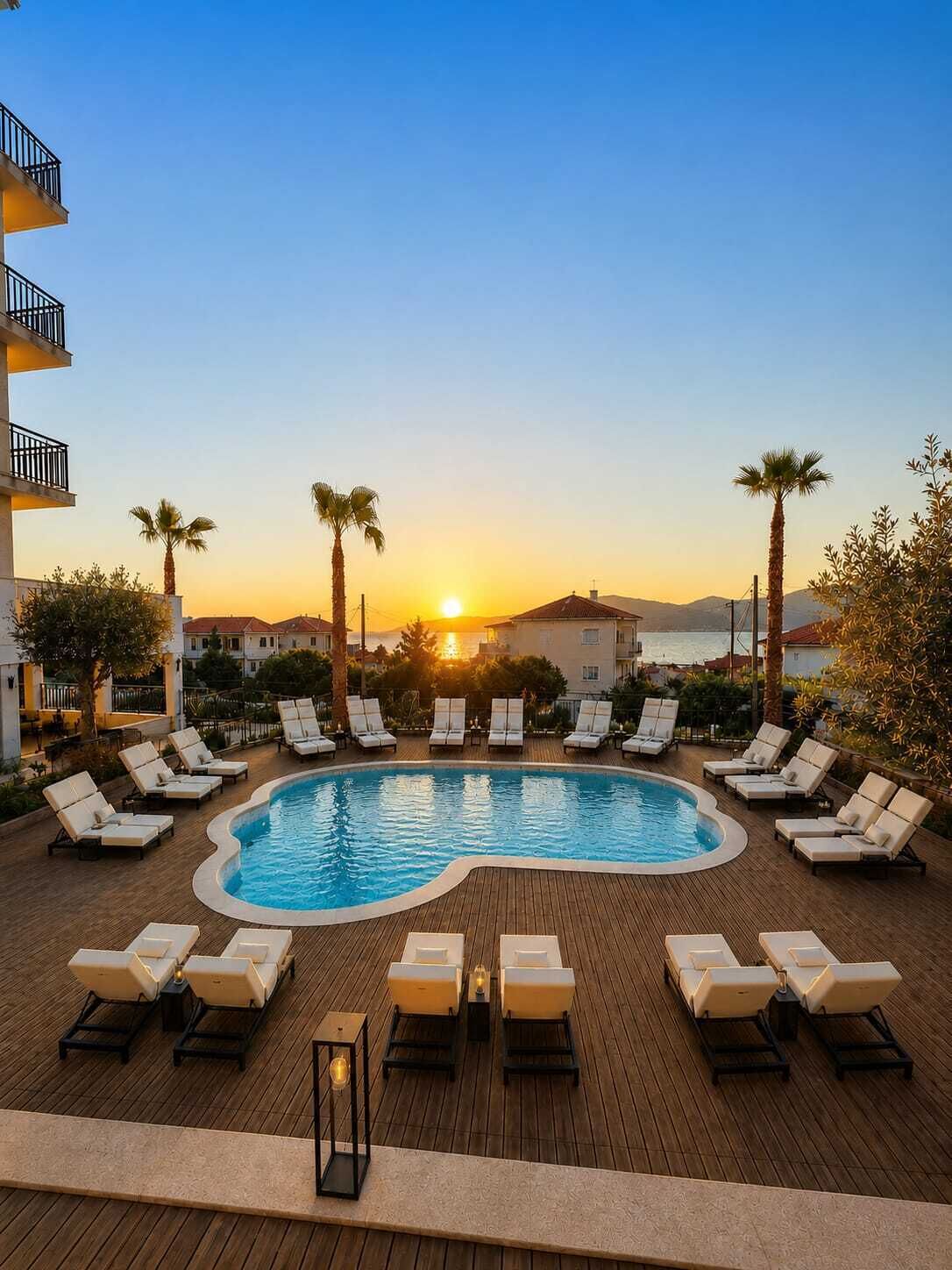 Seasonal outdoor pool, open 10:00 AM to 7:30 PM, pool umbrellas