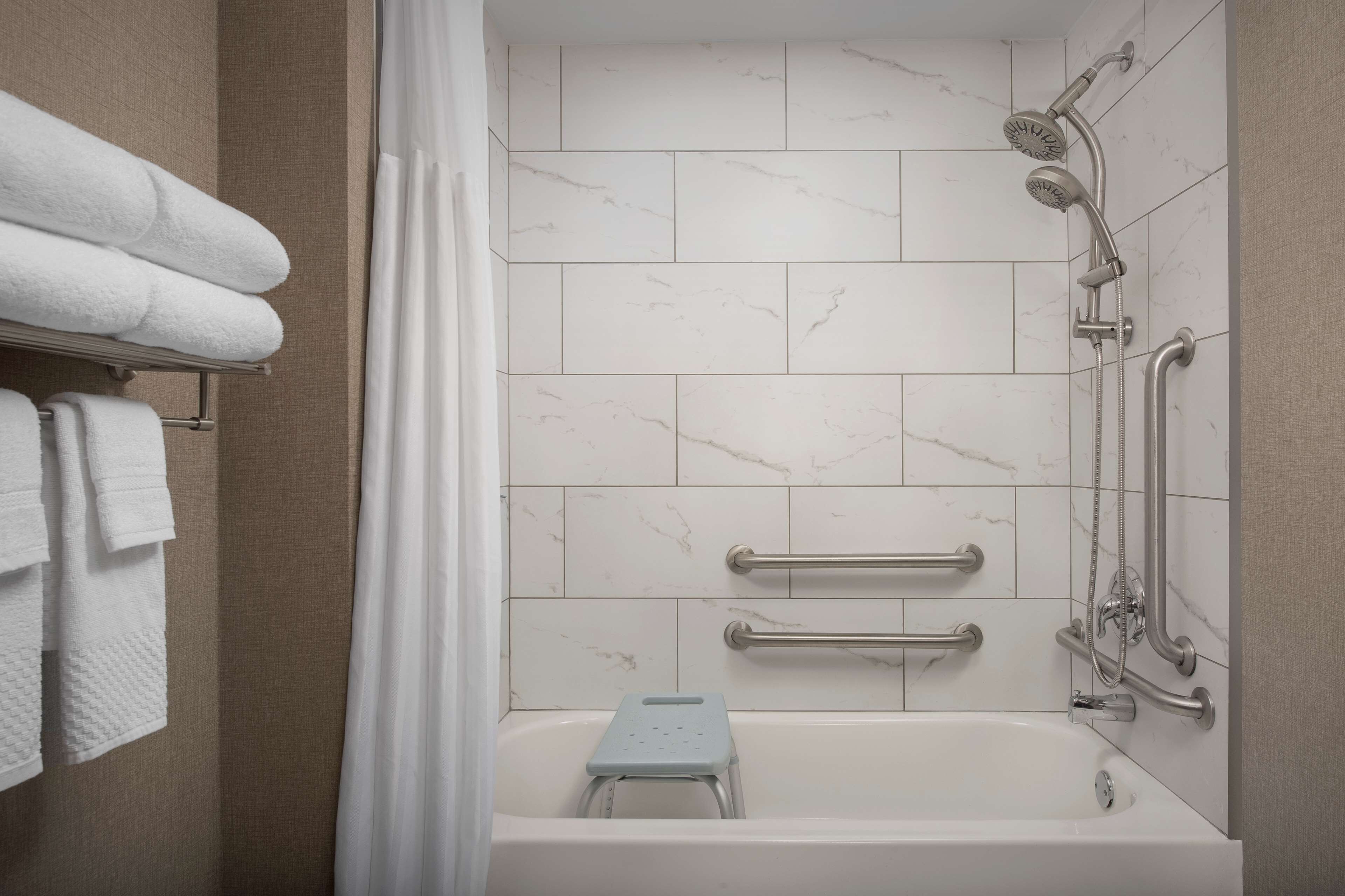 free toiletries, hair dryer, towels