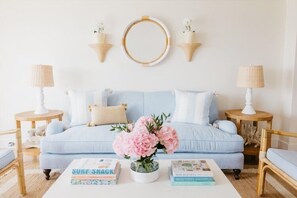 Luxury Cottage, Endeavor | Living area | Flat-screen TV, fireplace - Harborview Nantucket (Nantucket)