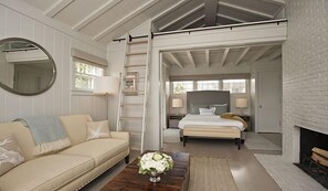 Luxury Cottage, Waters Edge | Living area | Flat-screen TV, fireplace - Harborview Nantucket (Nantucket)
