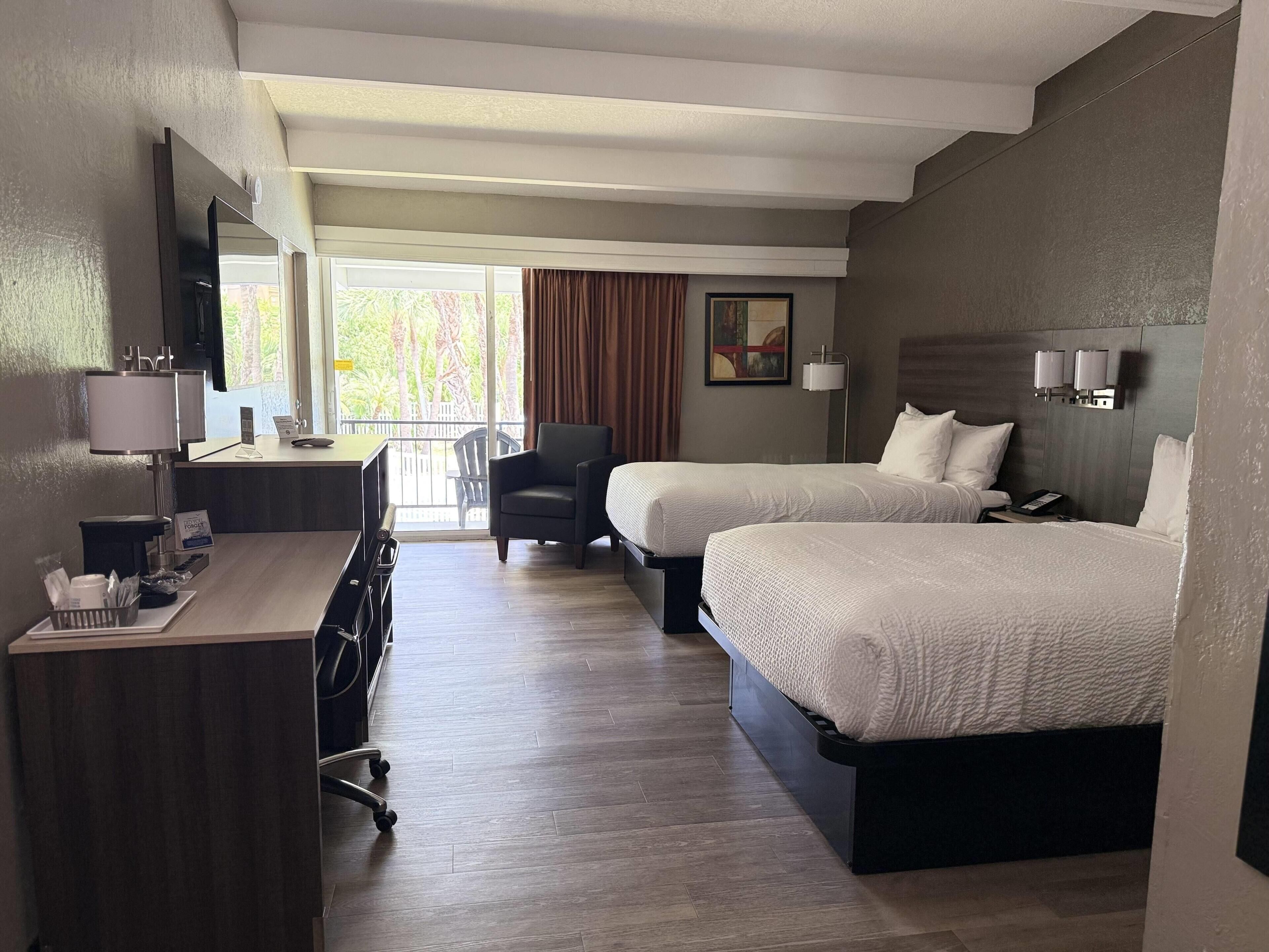 Upgraded, Room, 2 Double Beds, Non Smoking | Iron/ironing board, free cribs/infant beds, rollaway beds, free WiFi