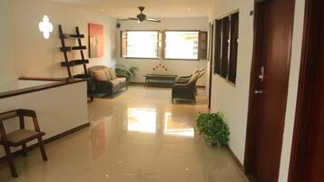 32-inch flat-screen TV with satellite channels, TV