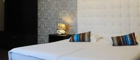 Premium bedding, individually decorated, desk, laptop workspace