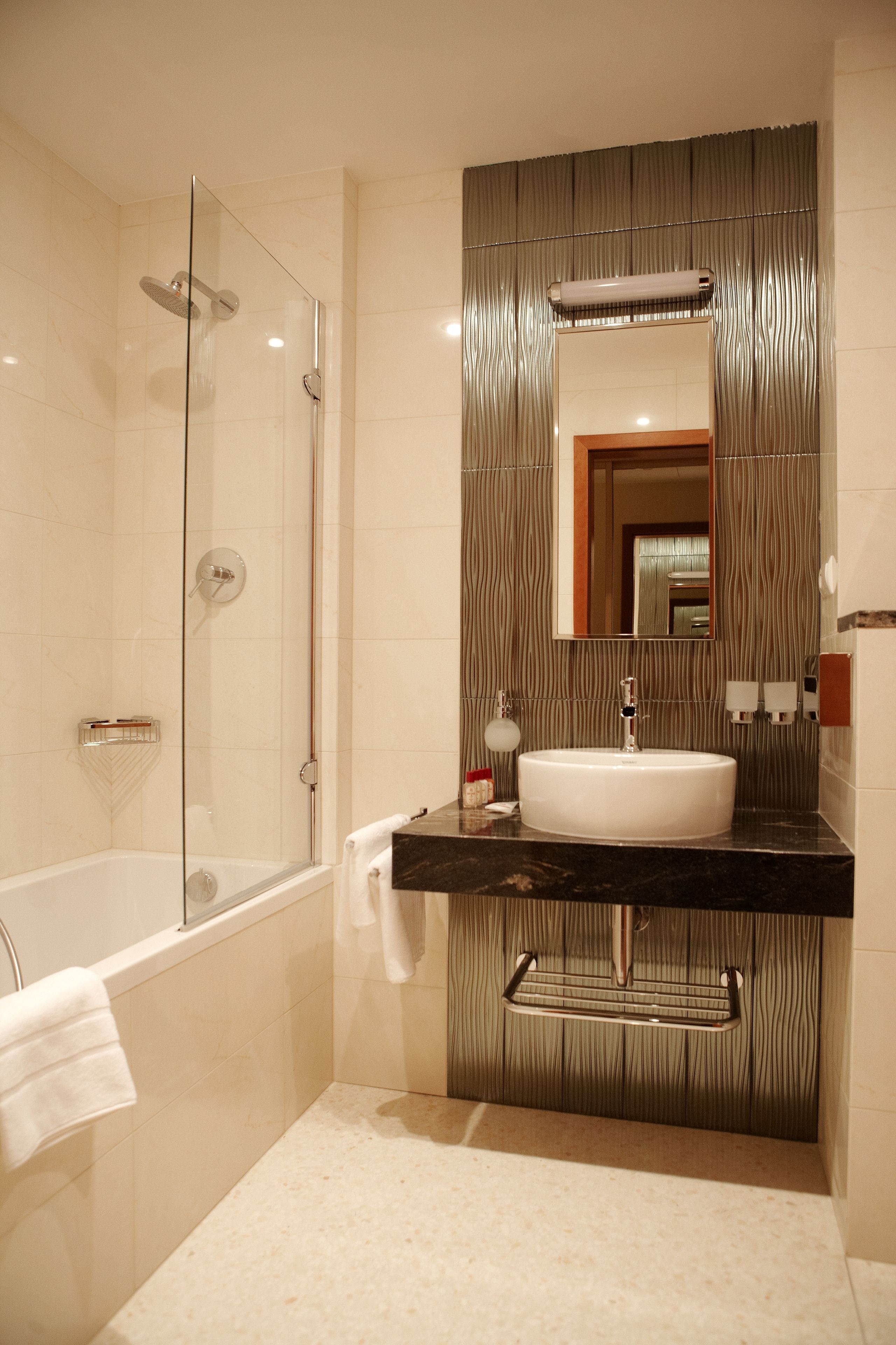 superior double room | bathroom | free toiletries, hair dryer, towels