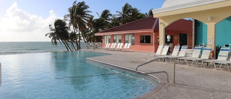 Outdoor pool, sun loungers