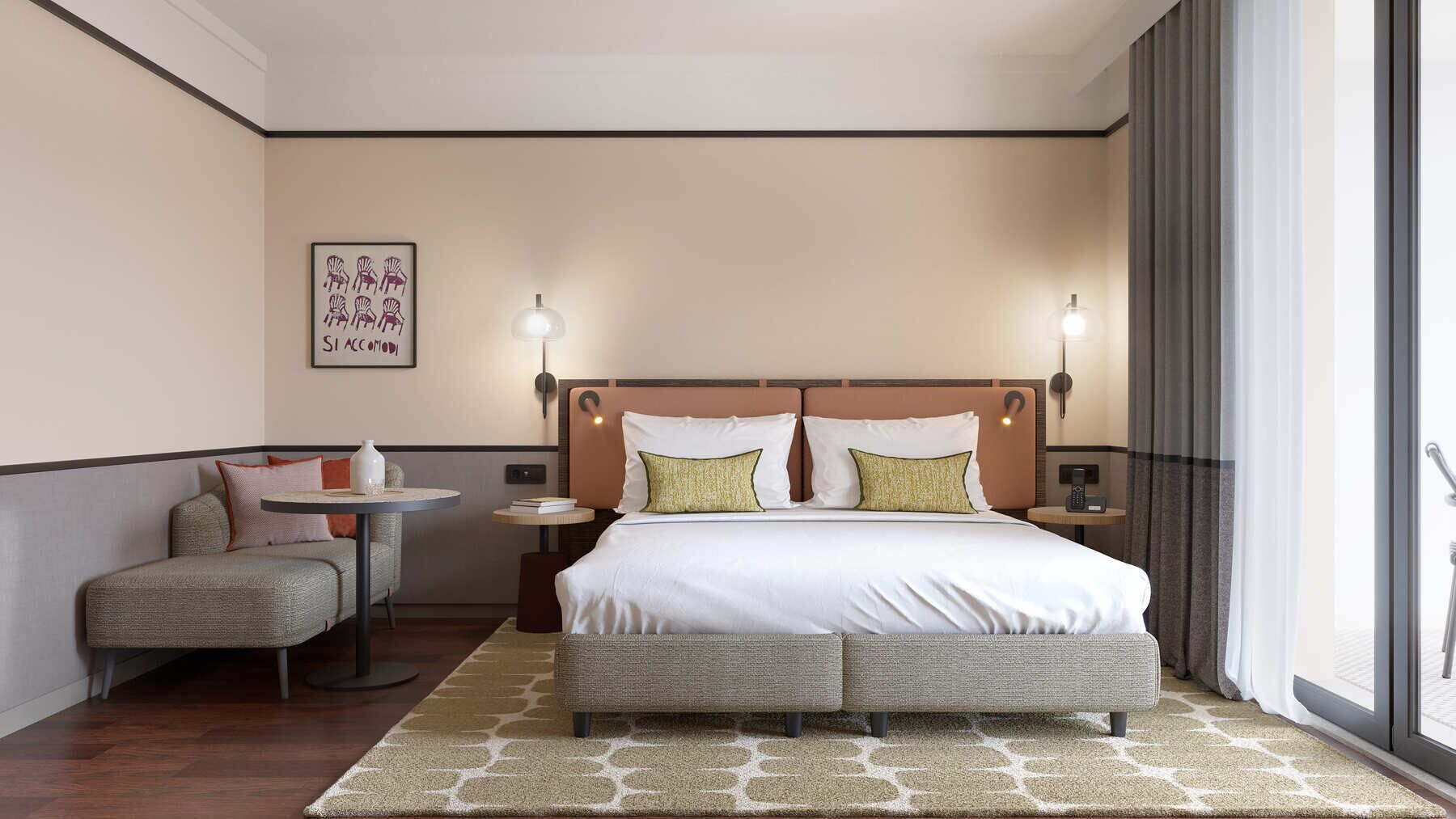 Standard Double Room | Down duvets, in-room safe, desk, blackout curtains