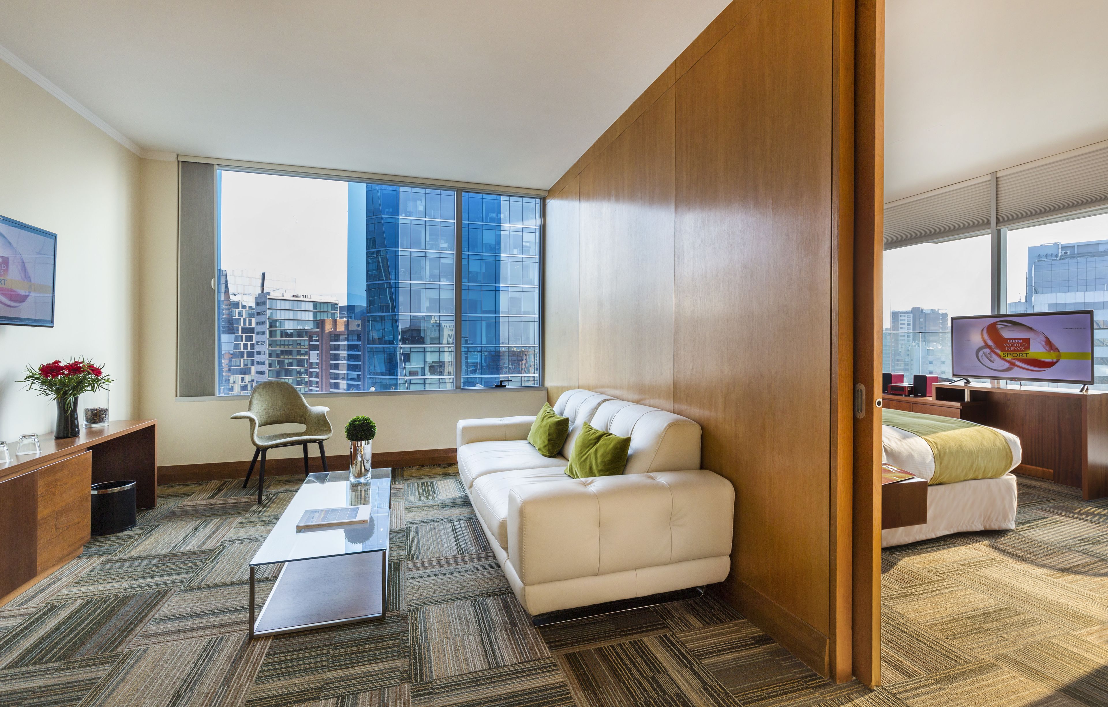 suite, 1 king bed, non smoking, balcony (living room) | living room | 32-inch lcd tv with cable channels, tv