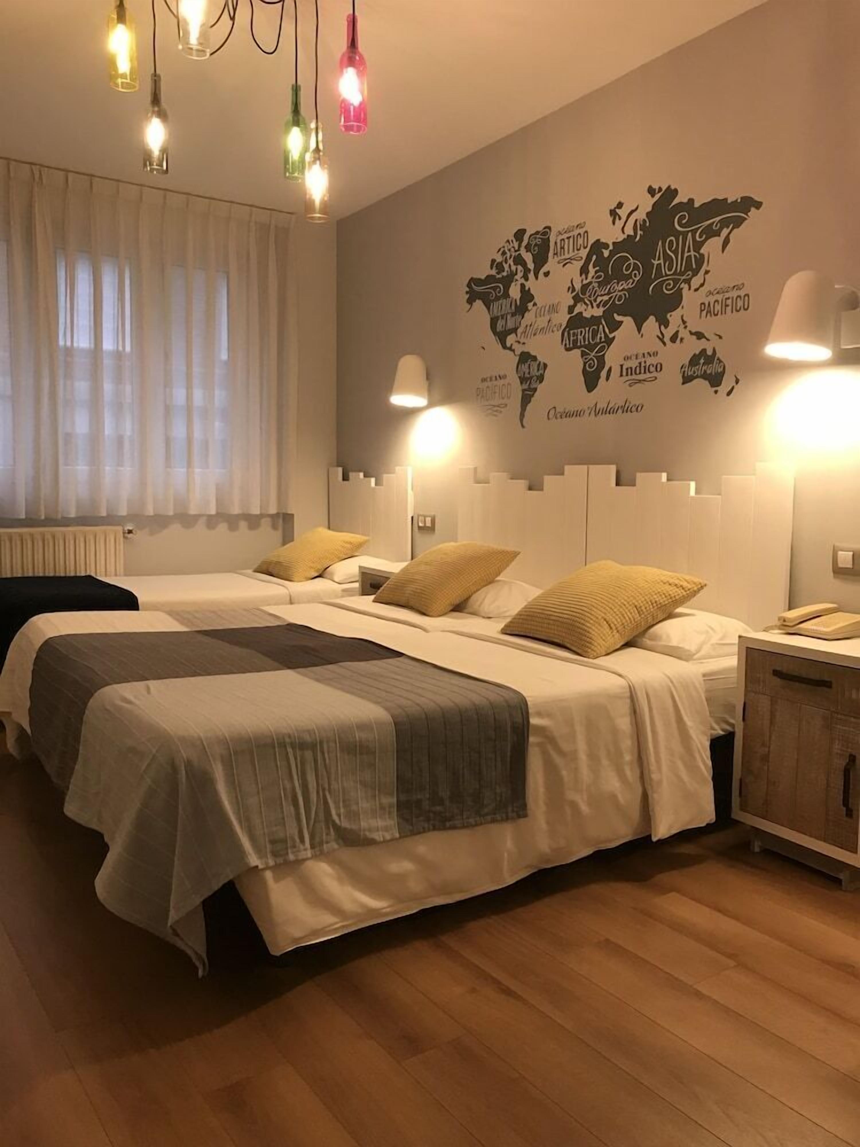 Memory-foam beds, desk, free WiFi, bed sheets