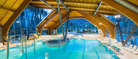 Indoor pool, 2 outdoor pools, open 9:00 AM to 8:00 PM, pool umbrellas