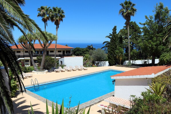 Outdoor pool, pool loungers