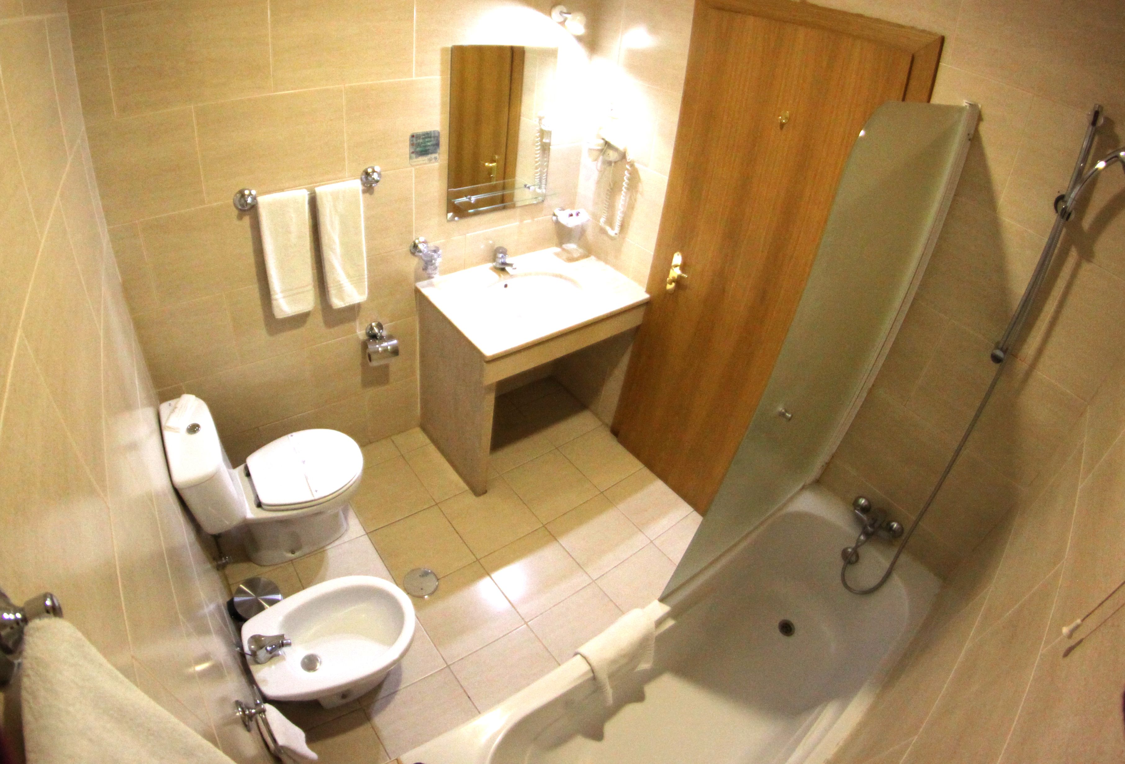 free toiletries, hair dryer, towels