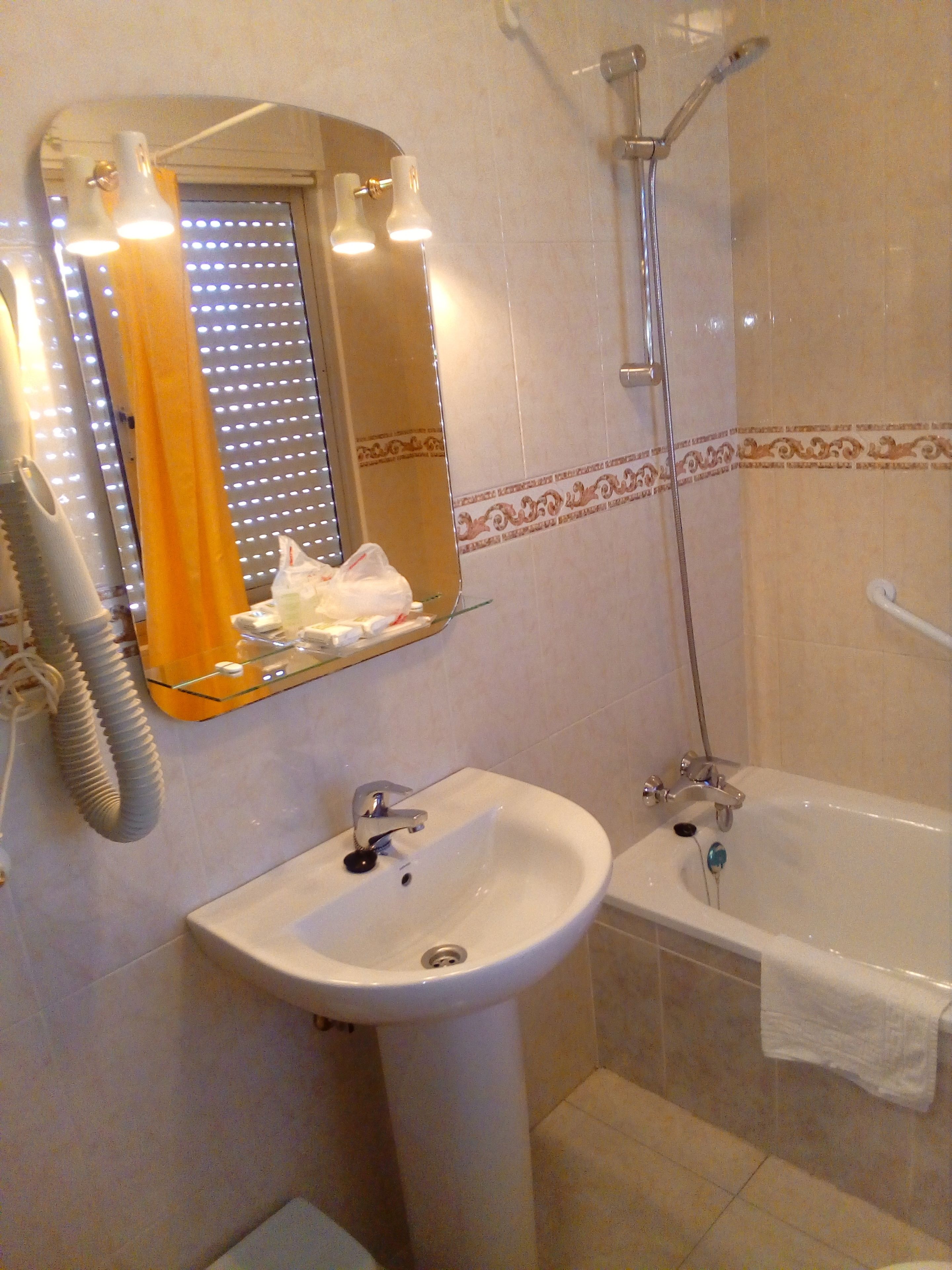 bathtub, free toiletries, hair dryer, bidet