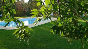 Sæsonbestemt udendørs pool, parasoller