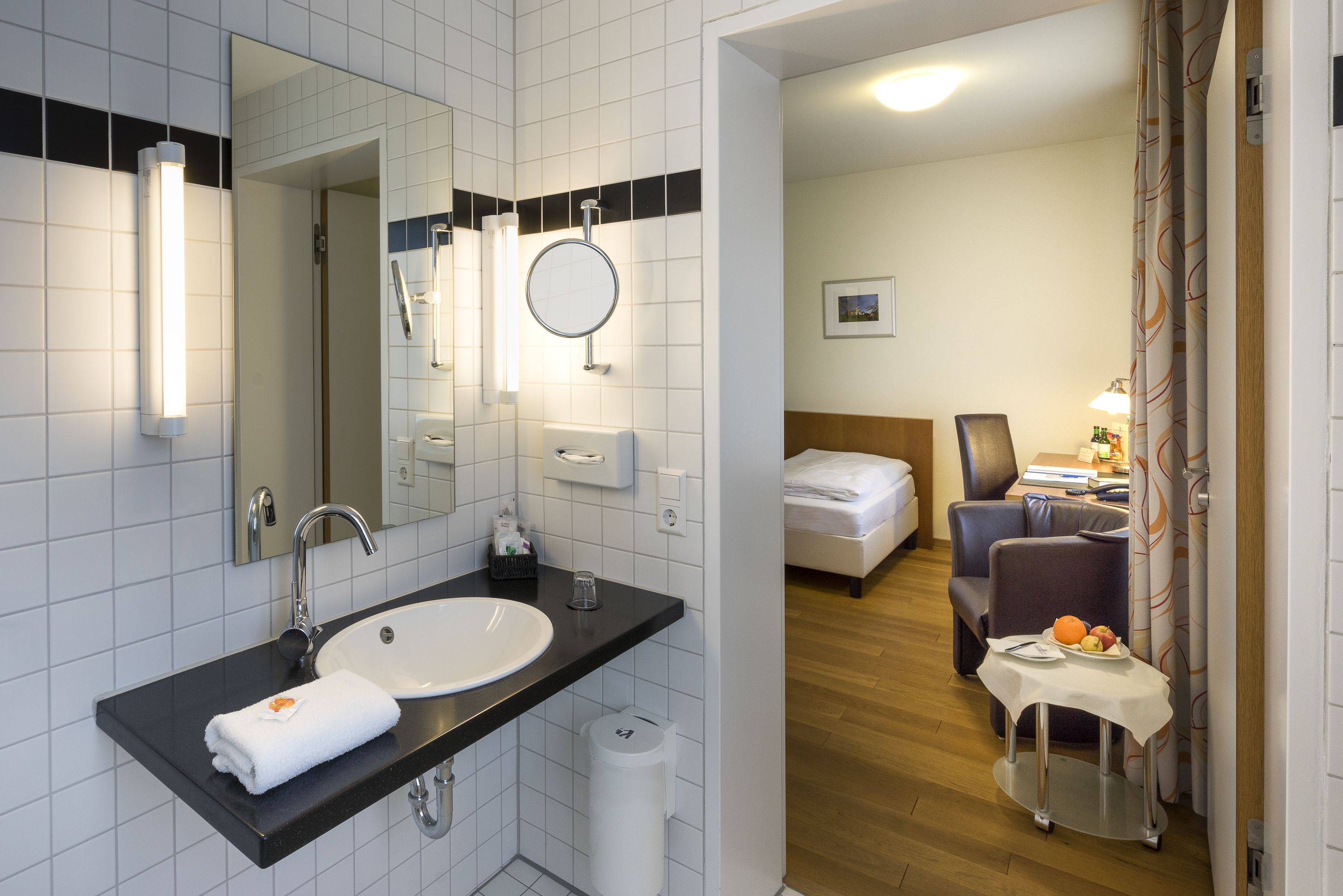 shower, eco-friendly toiletries, hair dryer, towels