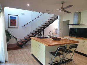 Family House | Private kitchen | Coffee/tea maker, electric kettle, cookware/dishes/utensils - Boat Harbour Apartments (Urangan)